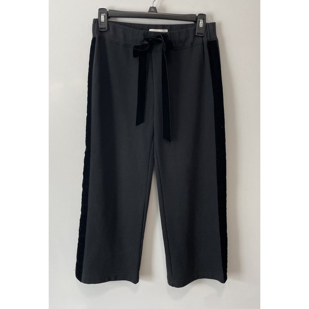 Broome Street Kate Spade Fleece Pant Black Cropped Wide Leg Trousers XS Designer